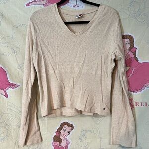 Vintage Tommy Hilfiger Women's Cream V-Neck Top